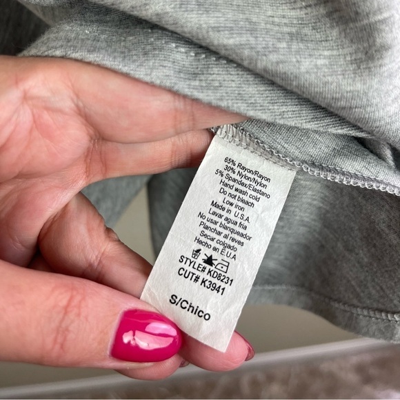 Lulu's Gray Plunge Mini Skater Dress Size Small (D1-13) - Picture 4 of 6